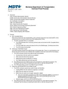 MDT-CON-105_17_Outline April[removed]Montana Department of Transportation Contract Final Process  Page 1 of 5