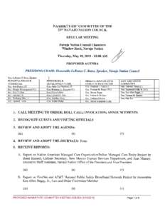 NAABIK’IYATI’ COMMITTEE OF THE 23rd NAVAJO NATION COUNCIL REGULAR MEETING Navajo Nation Council Chambers Window Rock, Navajo Nation 1—