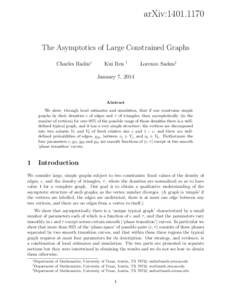 arXiv:[removed]The Asymptotics of Large Constrained Graphs Charles Radin∗  Kui Ren
