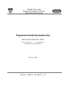 McGill University School of Computer Science Sable Research Group Programmer-friendly Decompiled Java Sable Technical Report No[removed]