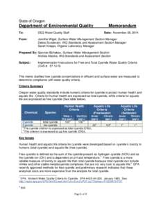 State of Oregon  Department of Environmental Quality Memorandum