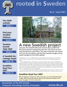 rooted in Sweden No 4 * April 2007 The SVAR website PAGE 2