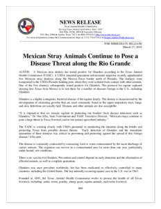 Mexican Stray Animals Continue to Pose a Disease Threat along the Rio Grande