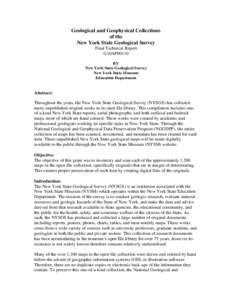 Geological and Geophysical Collections of the New York State Geological Survey Final Technical Report G10AP00110 BY
