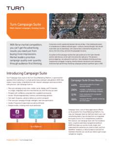 Turn Campaign Suite Multi-channel campaigns. Amazing results. With fierce market competition, you can’t get the advertising results you need just from