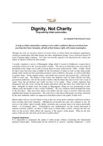Gram Vikas Dignity, Not Charity Empowering tribal communities Joe Madiath With Deborah Nelson