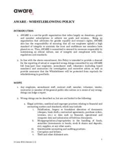    	
      AWARE - WHISTLEBLOWING POLICY