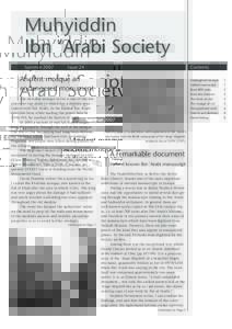 Muhyiddin Ibn ‘Arabi Society Summer 2007 Issue 24
