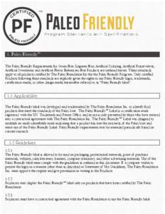 TM  Paleo Friendly Program Standards and Specifications