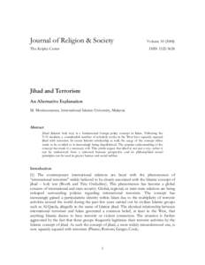 Journal of Religion & Society The Kripke Center Volume[removed]ISSN[removed]