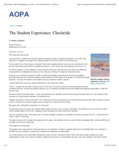 AOPA Online: Flight Training Magazine Archives - The Student Experience: Checkrid...  http://www.aopa.org/members/ftmag/article.cfm?article=5408 AOPA September 2005 Features