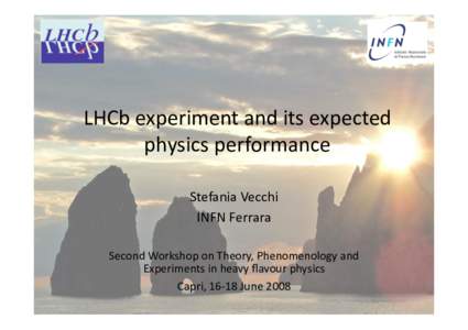 LHCb experiment and its expected  physics performance  Stefania Vecchi  INFN Ferrara  Second Workshop on Theory, Phenomenology and  Experiments in heavy ﬂavour physics 