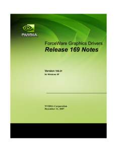 ForceWare Graphics Drivers  Release 169 Notes Versionfor Windows XP
