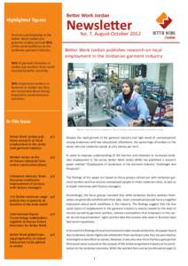 Better Work Jordan  Newsletter Highlighted figures Factories participating in the