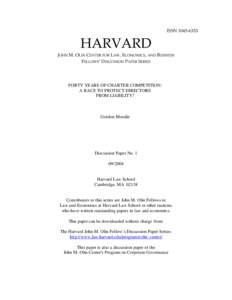 ISSN[removed]HARVARD JOHN M. OLIN CENTER FOR LAW, ECONOMICS, AND BUSINESS FELLOWS’ DISCUSSION PAPER SERIES