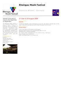 Rheingau Musik Festival Oestrich-Winkel - Germany Annual, from end of June to the beginning of September
