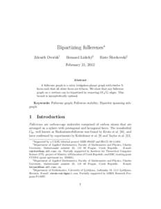Bipartizing fullerenes∗ Zdenˇek Dvoˇra´k† Bernard Lidick´ y‡