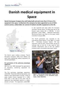 Microsoft Word - Danish medical equipment in space - 16Jul2013.docx
