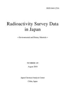 ISSNRadioactivity Survey Data in Japan = Environmental and Dietary Materials =