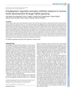 RESEARCH ARTICLEDevelopment 139, doi:dev © 2012. Published by The Company of Biologists Ltd  Ectodysplasin regulates activator-inhibitor balance in murine