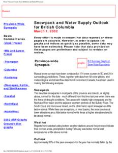 River Forecast Centre Snow Bulletin and Runoff Forecast
