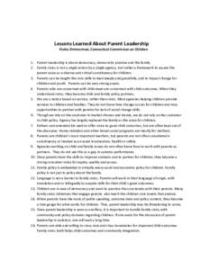 Lessons Learned About Parent Leadership