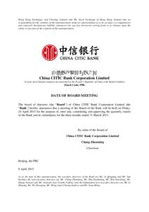 Microsoft Word - H2-CITIC- Announcement on Date of Board Meeting 2015 1st Q (ENG)