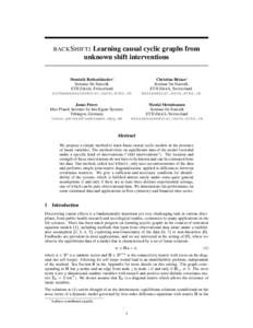 BACK S HIFT :  Learning causal cyclic graphs from unknown shift interventions  Dominik Rothenh¨ausler⇤