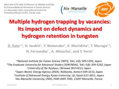 2014 Joint ICTP-IAEA Conference on Models and Data for Plasma-Material Interaction in Fusion Devices, 3–7 November 2014, International Centre for Theoretical Physics (ICTP), Trieste, Italy.  Multiple hydrogen trapping 