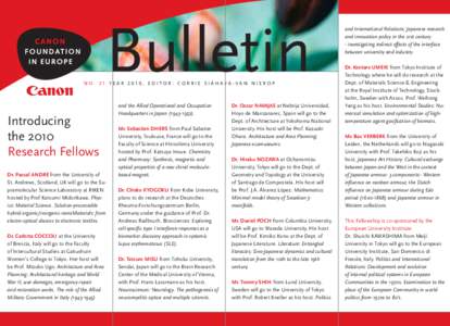 Bulletin  no. 21 year 2010, editor: corrie siahaya-van nierop Introducing the 2010