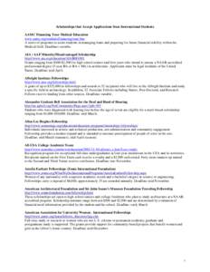 Scholarships that Accept Applications from International Students AAMC Financing Your Medical Education www.aamc.org/students/financing/start.htm A series of programs to assist students in managing loans and preparing fo