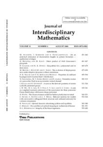 JOURNAL OF INTERDISCIPLINARY MATHEMATICS  Journal of Interdisciplinary Mathematics
