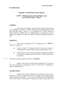 CB[removed])  For information Legislative Council Panel on Development 237WF – Mainlaying along Fanling Highway and