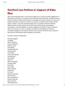 Stanford Law Petition in Support of Baby Blue Stanford Law Petition in Support of Baby Blue