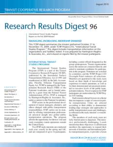 Research Results Digest 96: Managing Increasing Ridership Demand