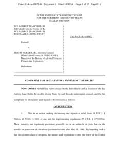 Case 3:14-cv[removed]M Document 1 Filed[removed]Page 1 of 17 PageID 1 IN THE UNITED STATES DISTRICT COURT FOR THE NORTHERN DISTRICT OF TEXAS