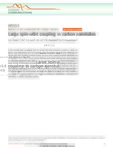 ARTICLE Received 7 Jun 2012 | Accepted 8 Feb 2013 | Published 12 Mar 2013 DOI: ncomms2584  Large spin-orbit coupling in carbon nanotubes