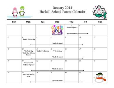 January 2014 Haskell School Parent Calendar Sun Mon