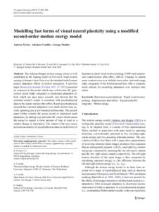 J Comput Neurosci:493–504 DOIs10827x Modelling fast forms of visual neural plasticity using a modified second-order motion energy model Andrea Pavan & Adriano Contillo & George Mather