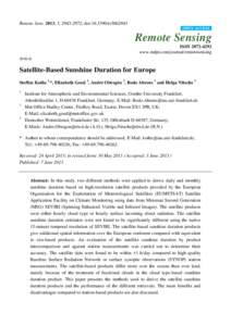 Satellite-Based Sunshine Duration for Europe