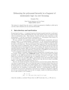 Delineating the polynomial hierarchy in a fragment of intuitionistic logic via over -focussing Anupam Das ´ Ecole Normale Sup´erieure de Lyon, France