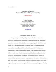 File: RomaTelling Tales Out of School: Pragmatic Reflections on Philosophical Storytelling [Working Draft]