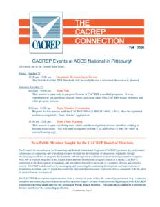 THE CACREP CONNECTION Fall[removed]CACREP Events at ACES National in Pittsburgh