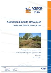 Australian Ilmenite Resources Erosion and Sediment Control Plan Australian Ilmenite Resources Pty Ltd SILL80 Project, Mining Lease Application[removed]DW090024
