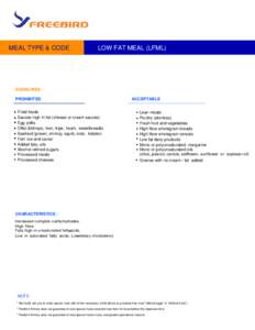 MEAL TYPE & CODE  LOW FAT MEAL (LFML) GUIDELINES : PROHIBITED