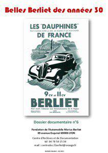 Belles Berliet des années 30  Dossier documentaire n°6