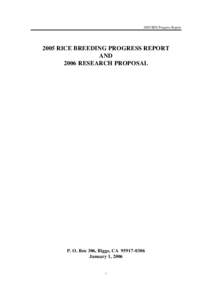2005 RES Progress ReportRICE BREEDING PROGRESS REPORT AND 2006 RESEARCH PROPOSAL