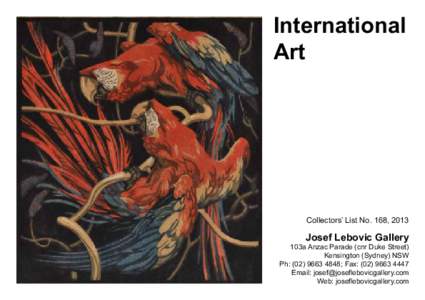 International Art Collectors’ List No. 168, 2013  Josef Lebovic Gallery