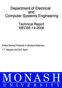 Department of Electrical and Computer Systems Engineering Technical Report MECSE