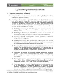 Appraiser Independence Requirements I.